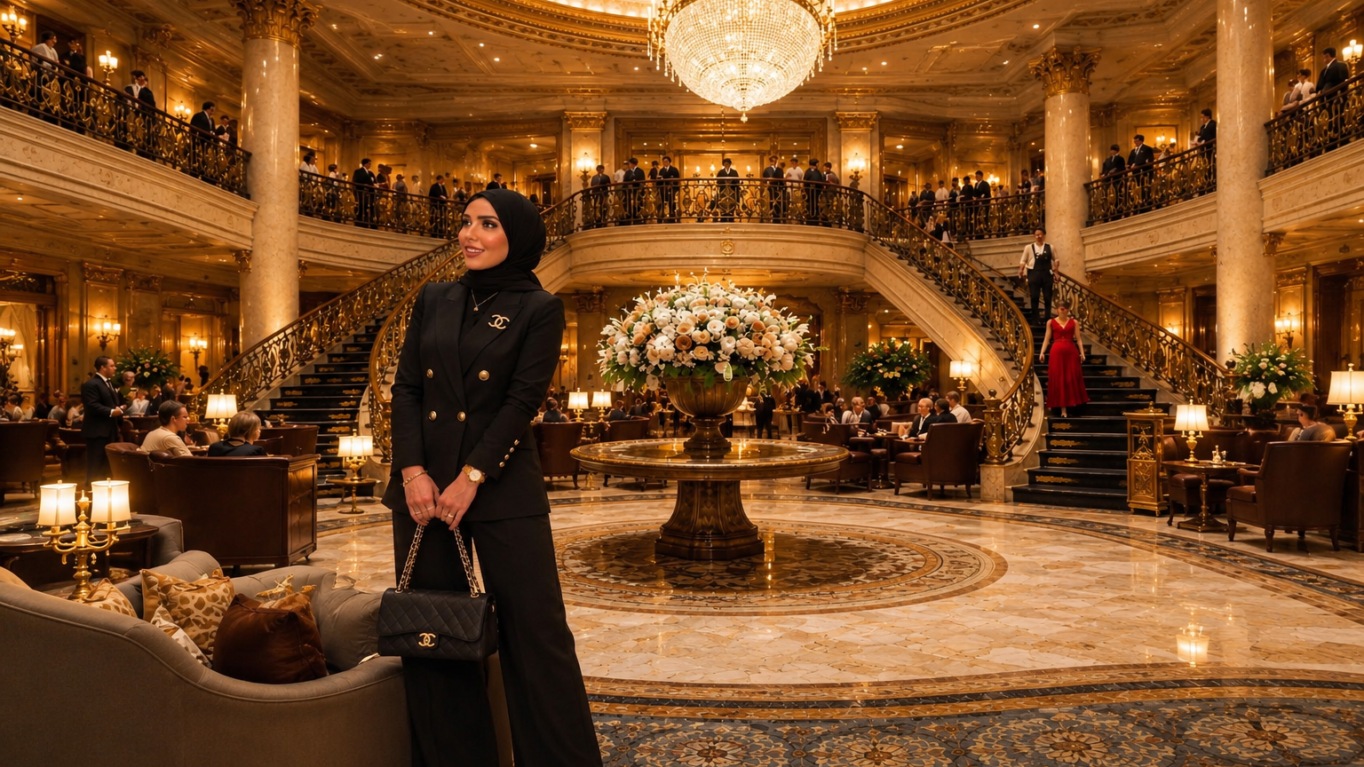 May Ahmed, founder and designer of H&T Boutique, poses with one of her luxury handbag designs